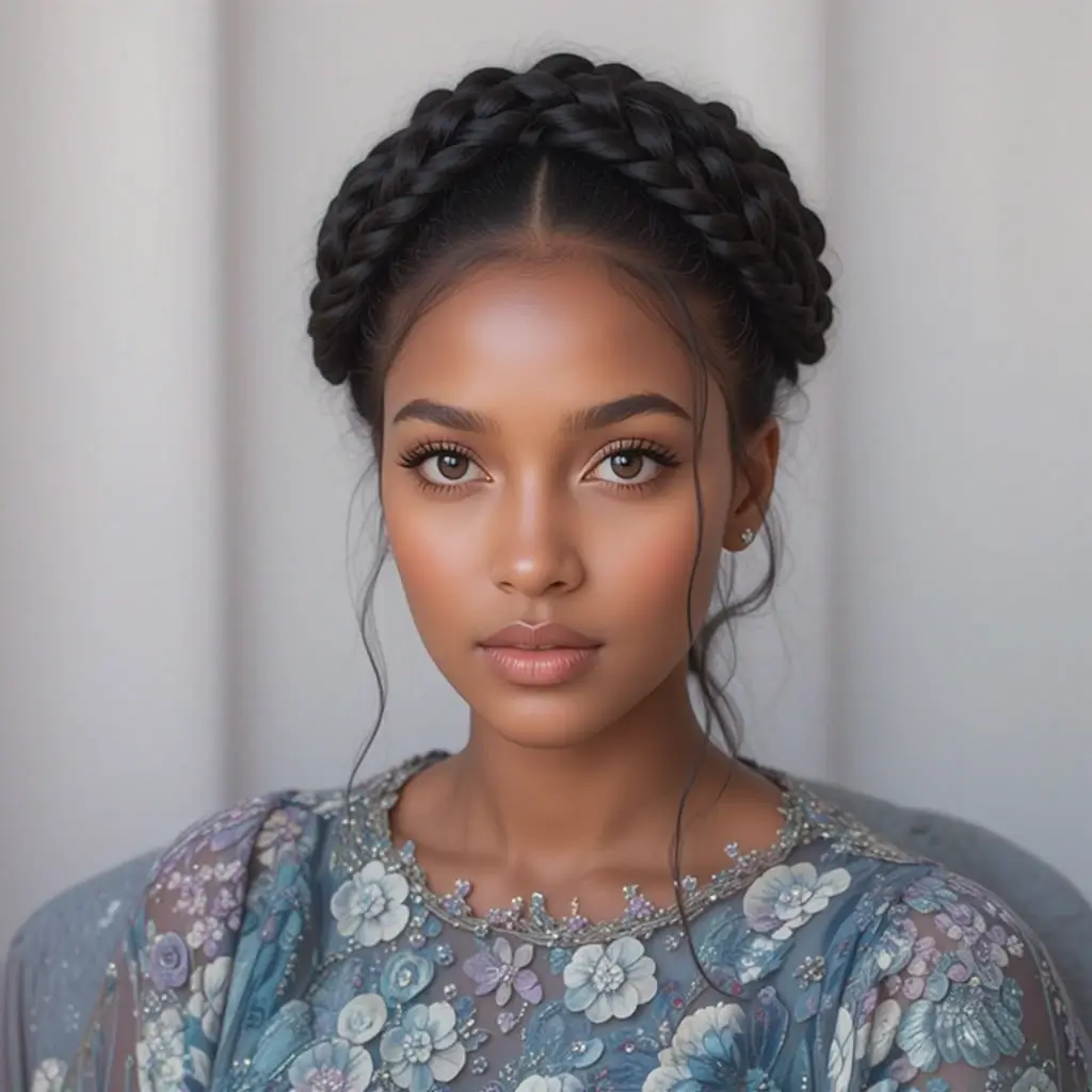 Medium Length Natural Hair with Halo Braid
