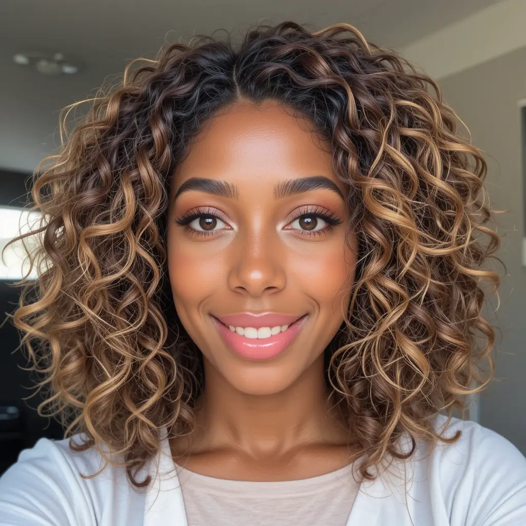 Medium Length Natural Hair with Highlights