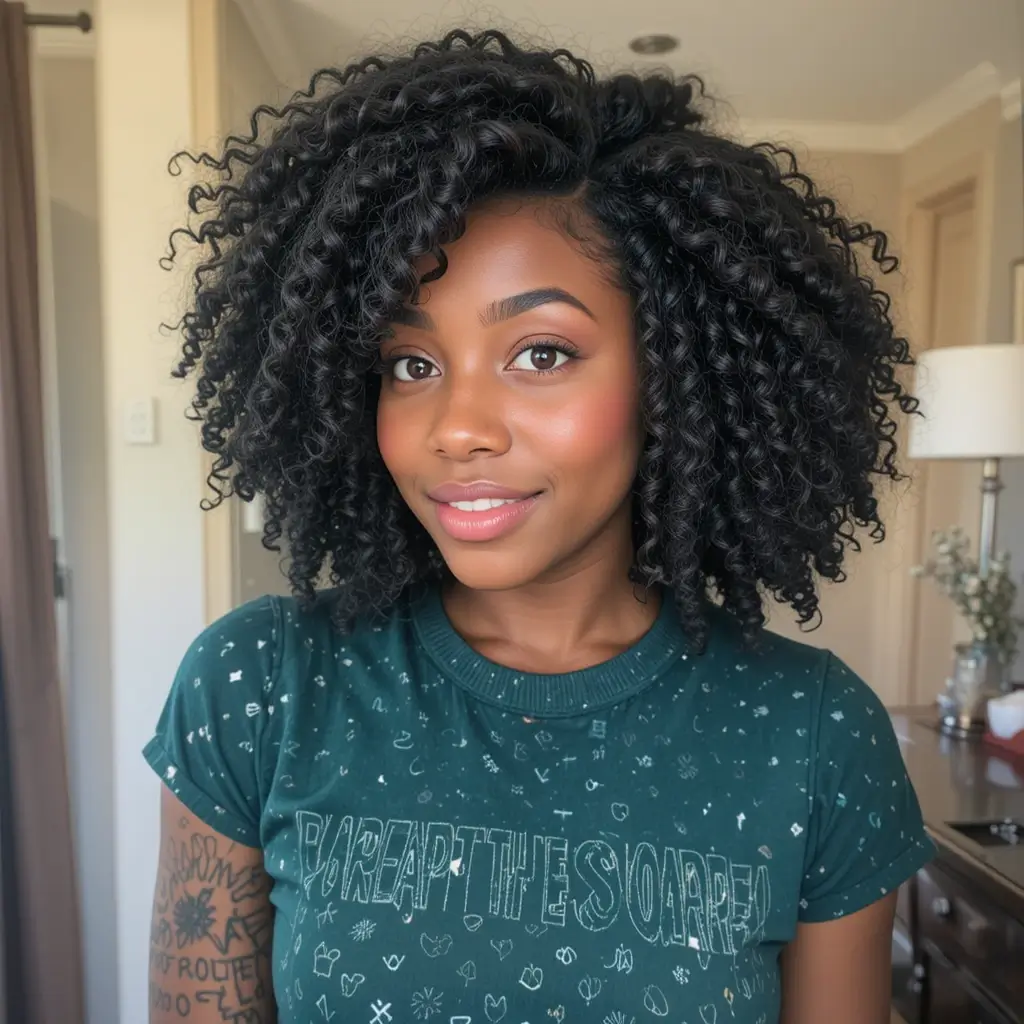 Medium Length Natural Hair with Pineapple Twist-Out