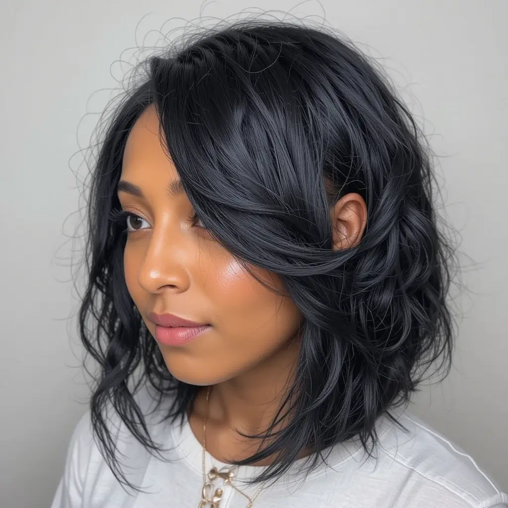 Medium Length Natural Hair with Side Swept Twists