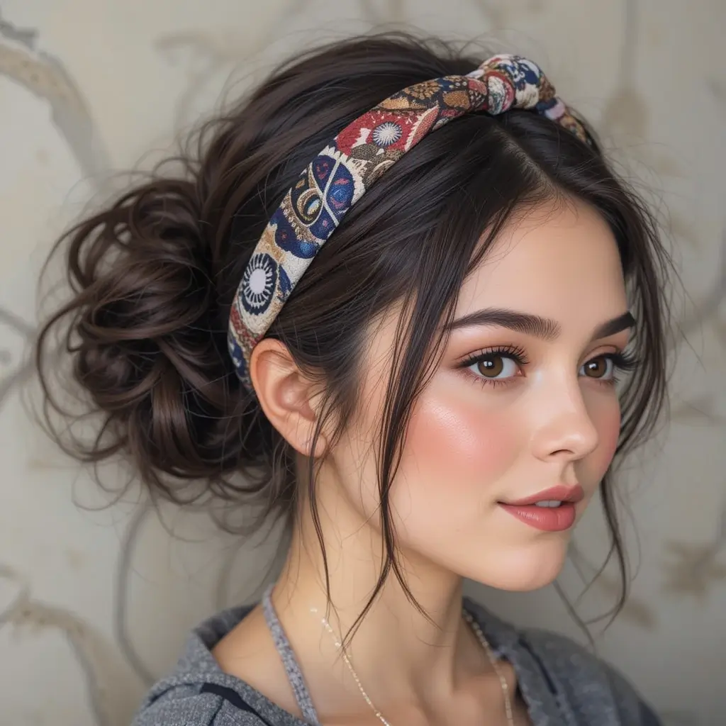 Messy Bun with Headband Accessory