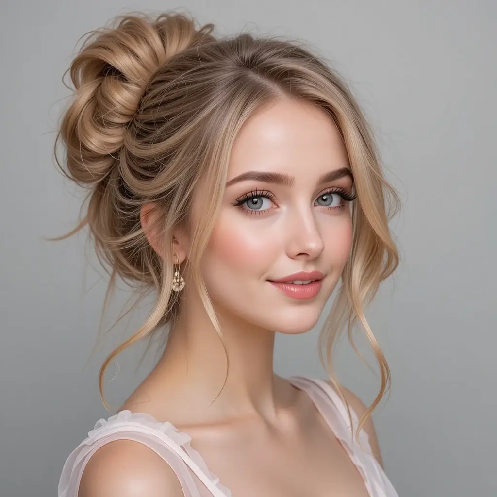 Messy Bun with Soft Waves