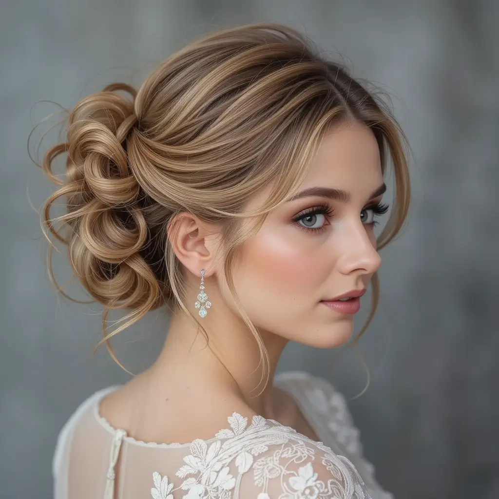 Messy Chignon with Loose Curls