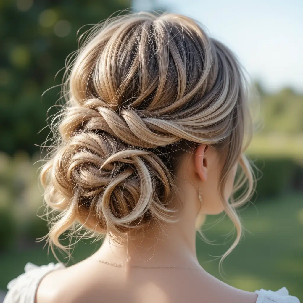 Messy Half-Up Twisted Bun