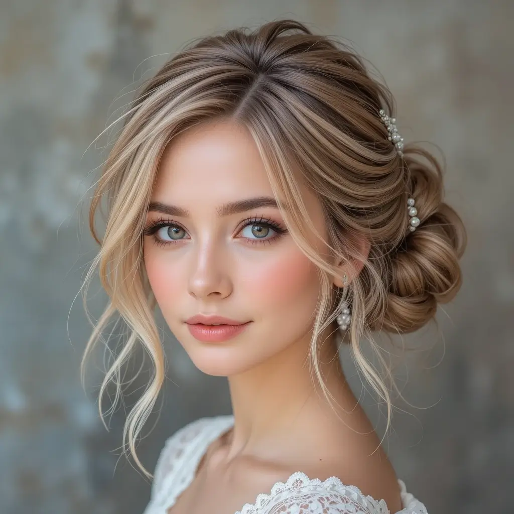 Messy Side Bun with Tendrils