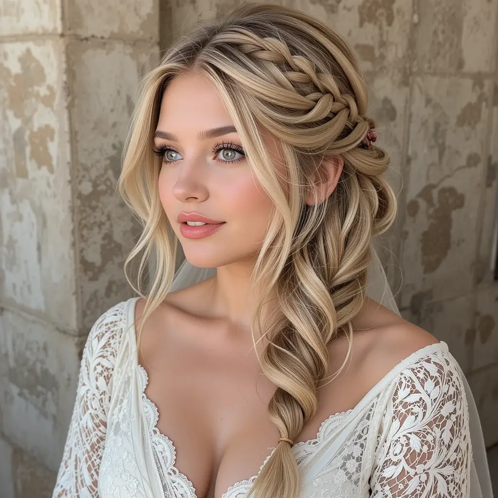 Messy Side-Swept Fishtail Braid