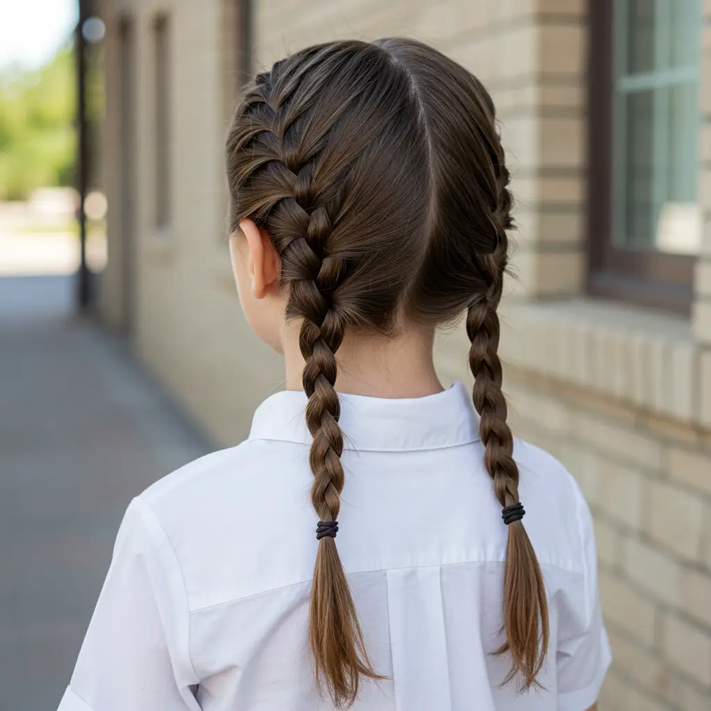 Middle Part Low Braids