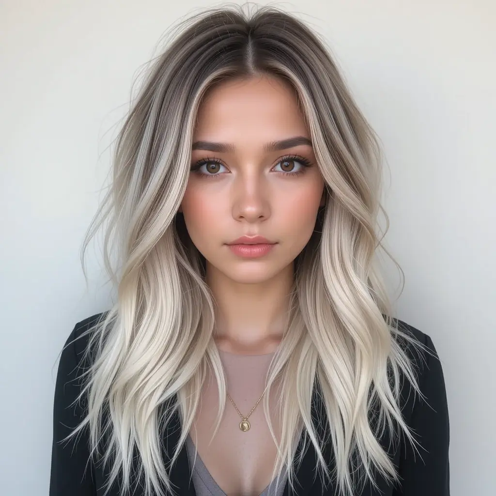 Mocha Brown Lowlights on Platinum Blonde