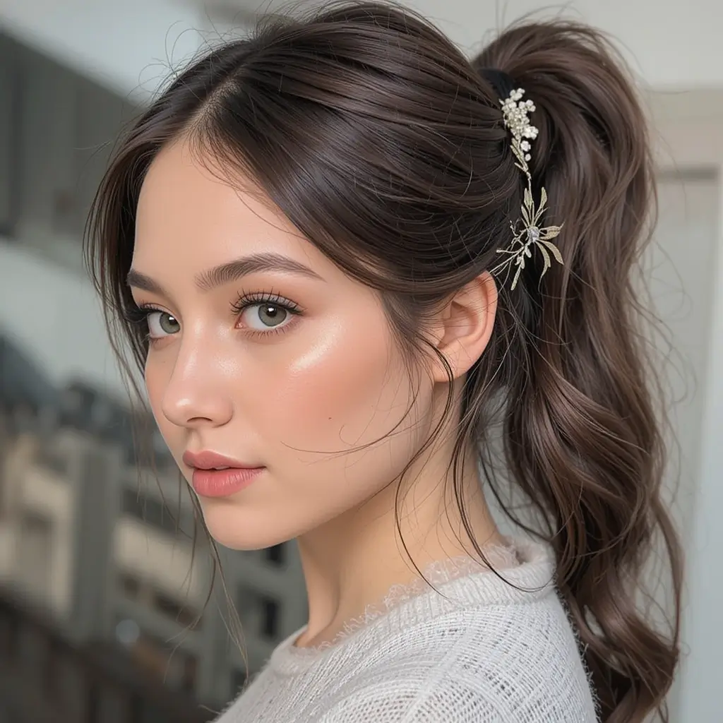 Mocha Money Piece on Espresso Hair