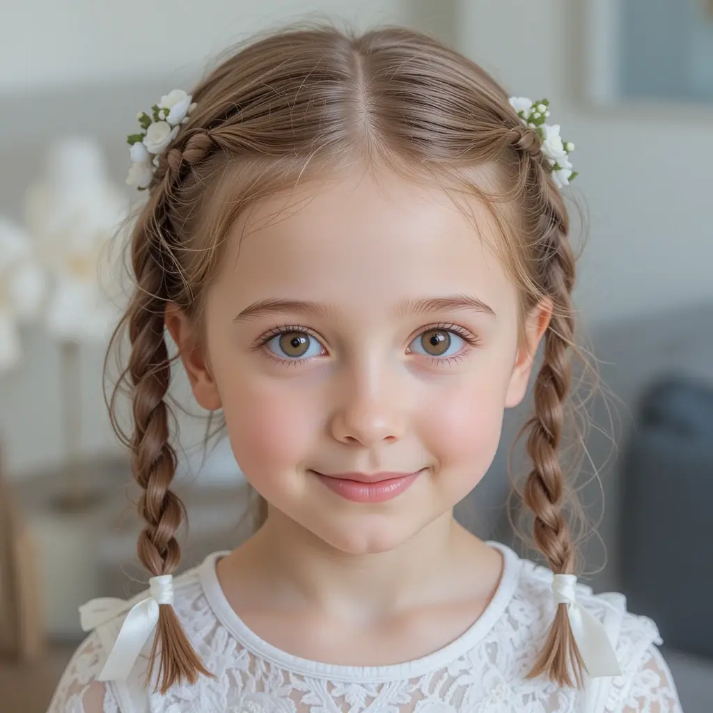 Pigtail Braids with Ribbons