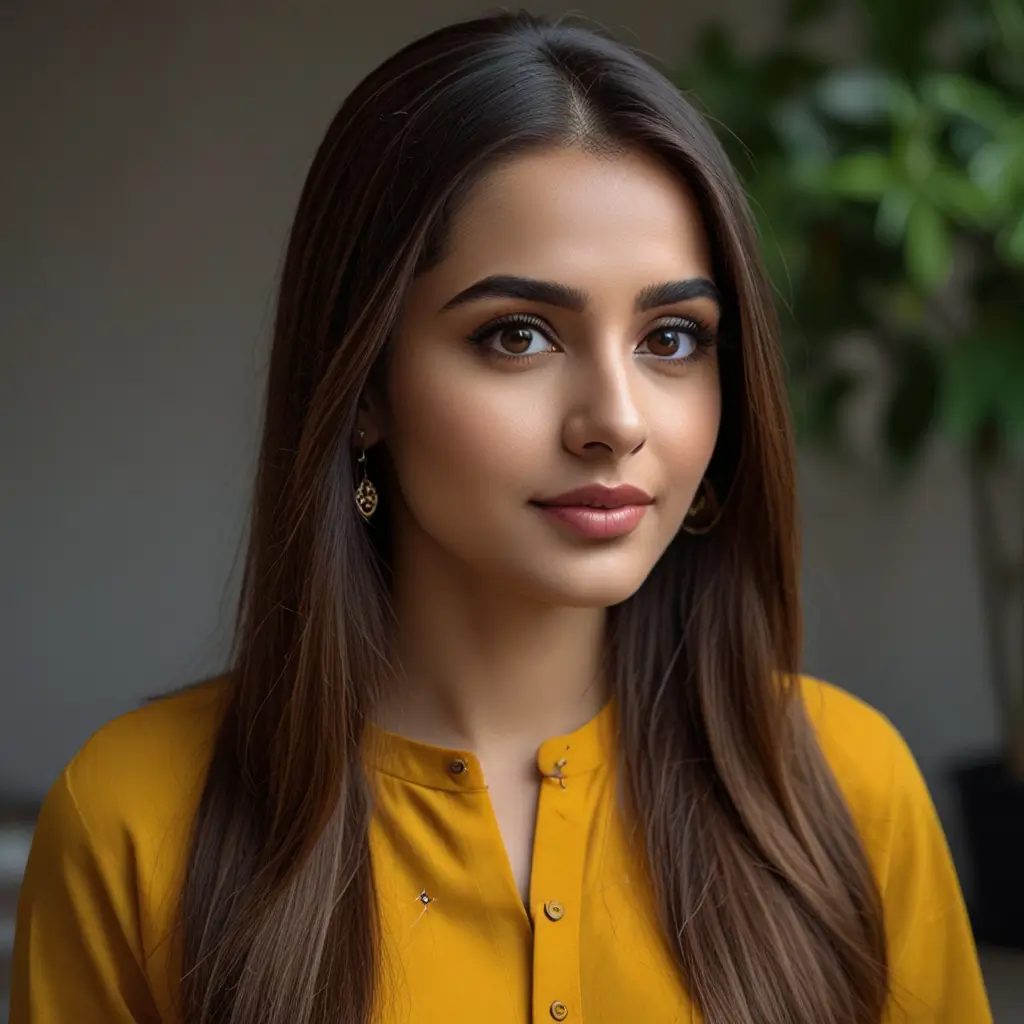 Pin-Straight Hair with Middle Part