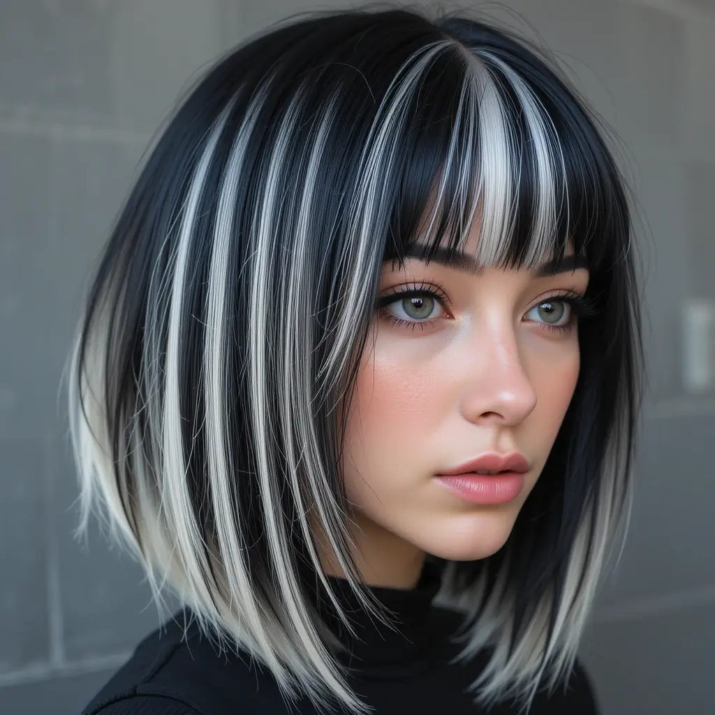 Platinum Blonde Money Piece on Black Hair