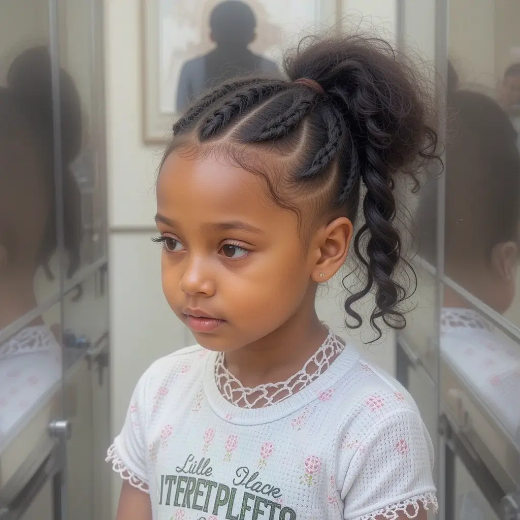 Puff Ponytail with Side Cornrows