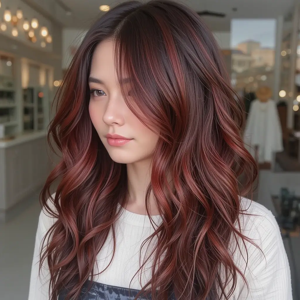 Red Highlights on Brunette Hair