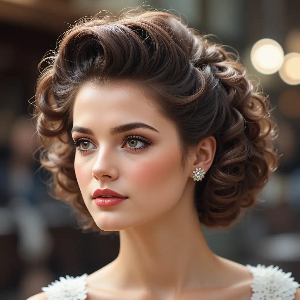 Retro Pompadour with Curls