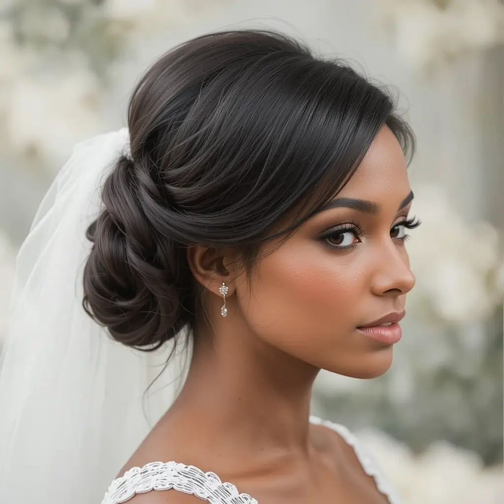 Rolled French Twist with Veil