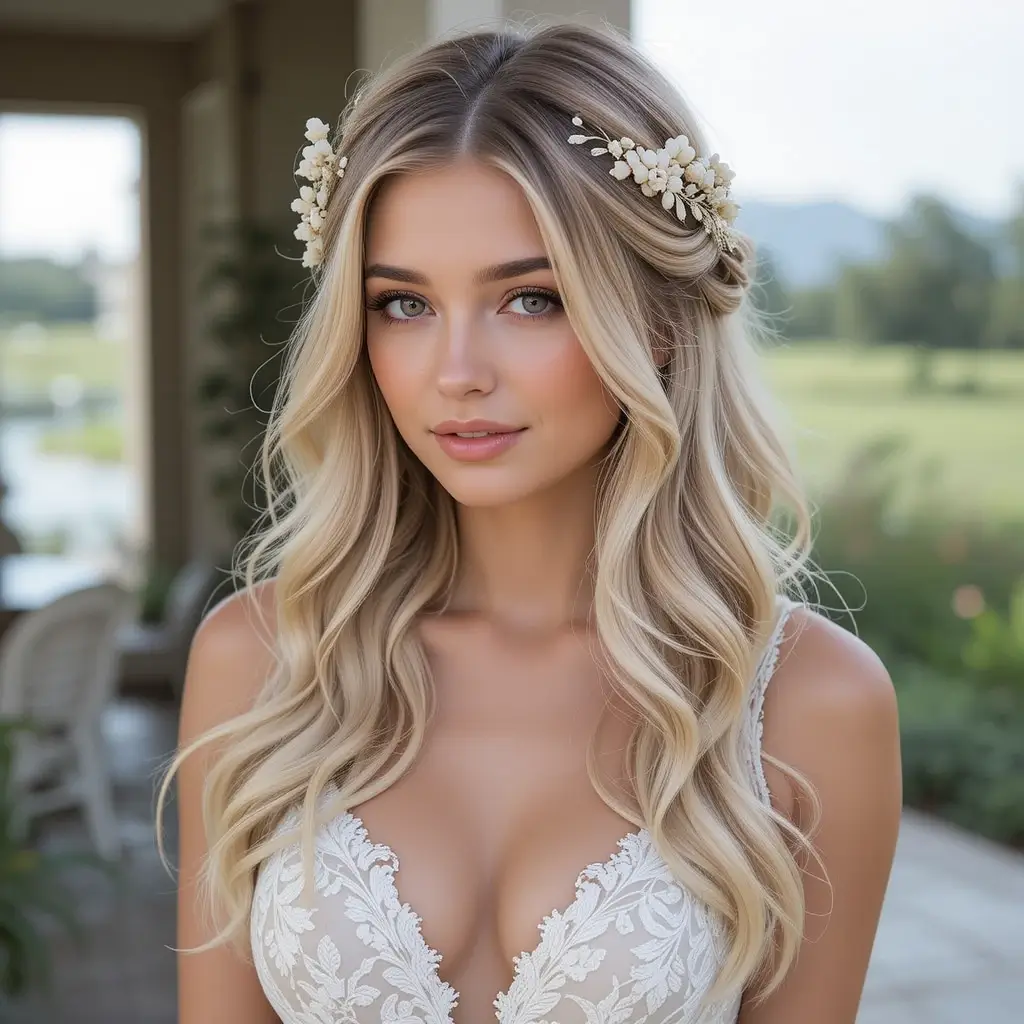 Romantic Boho Waves with Floral Pins