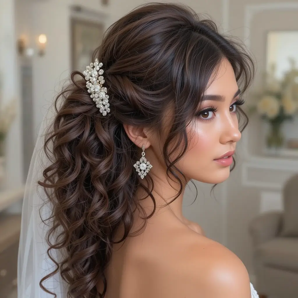 Romantic Curls with a Side Part