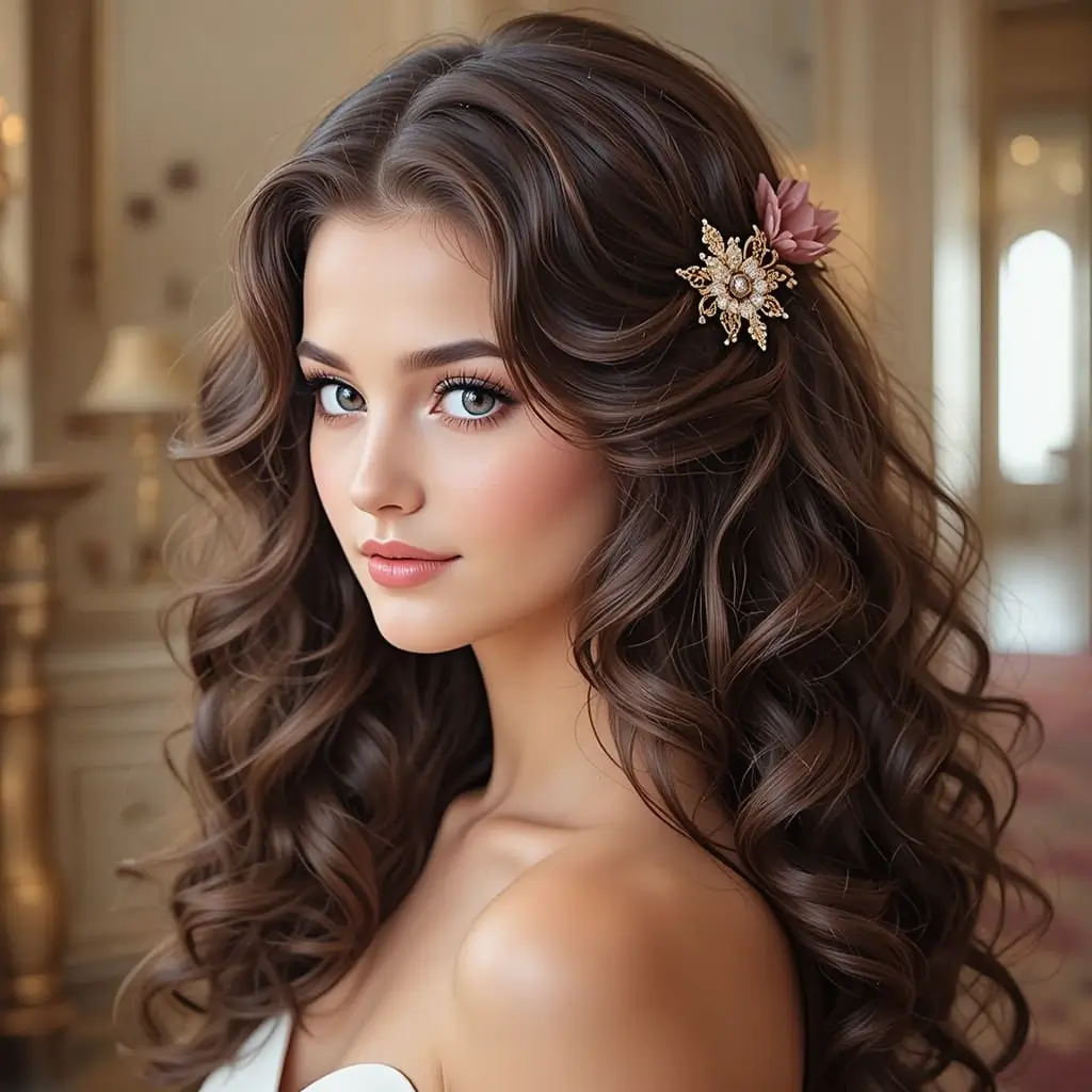 Romantic Side-Swept Curls