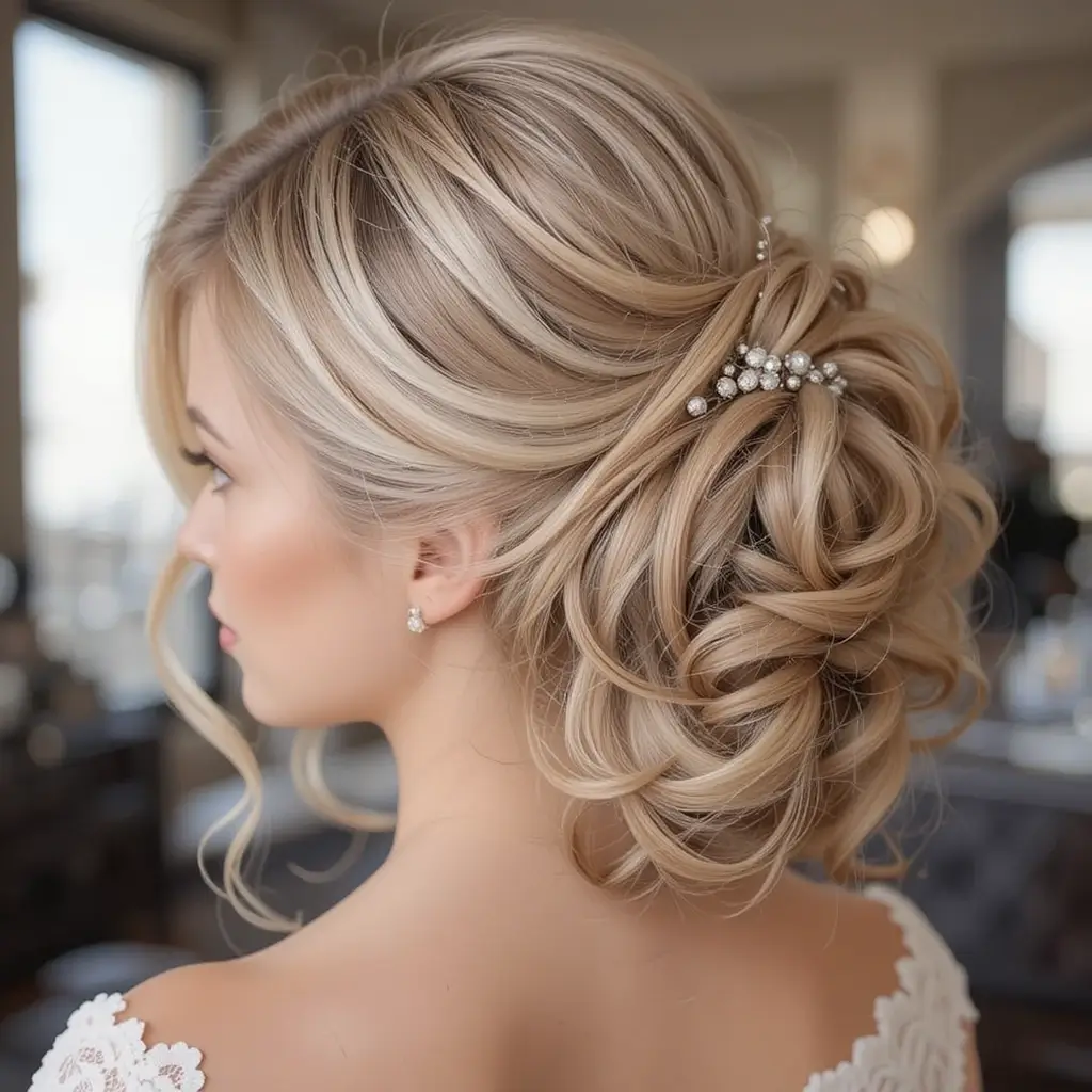 Romantic Side-Swept Curls