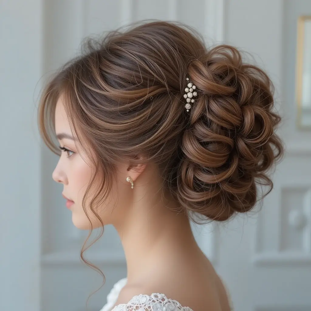 Romantic Textured Updo with Curls