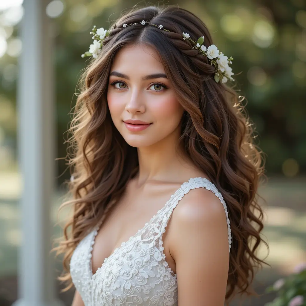 Romantic Twisted Crown with Loose Curls
