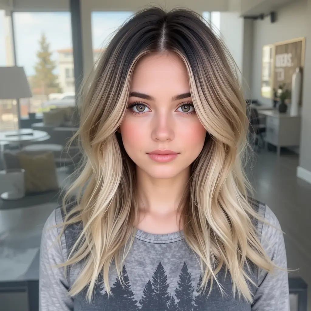 Rooted Blonde with Honey Highlights