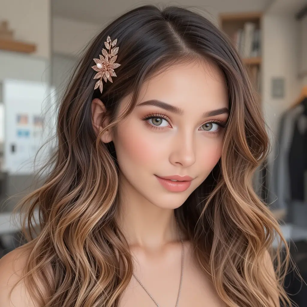 Rose Gold Money Piece on Brunette Hair