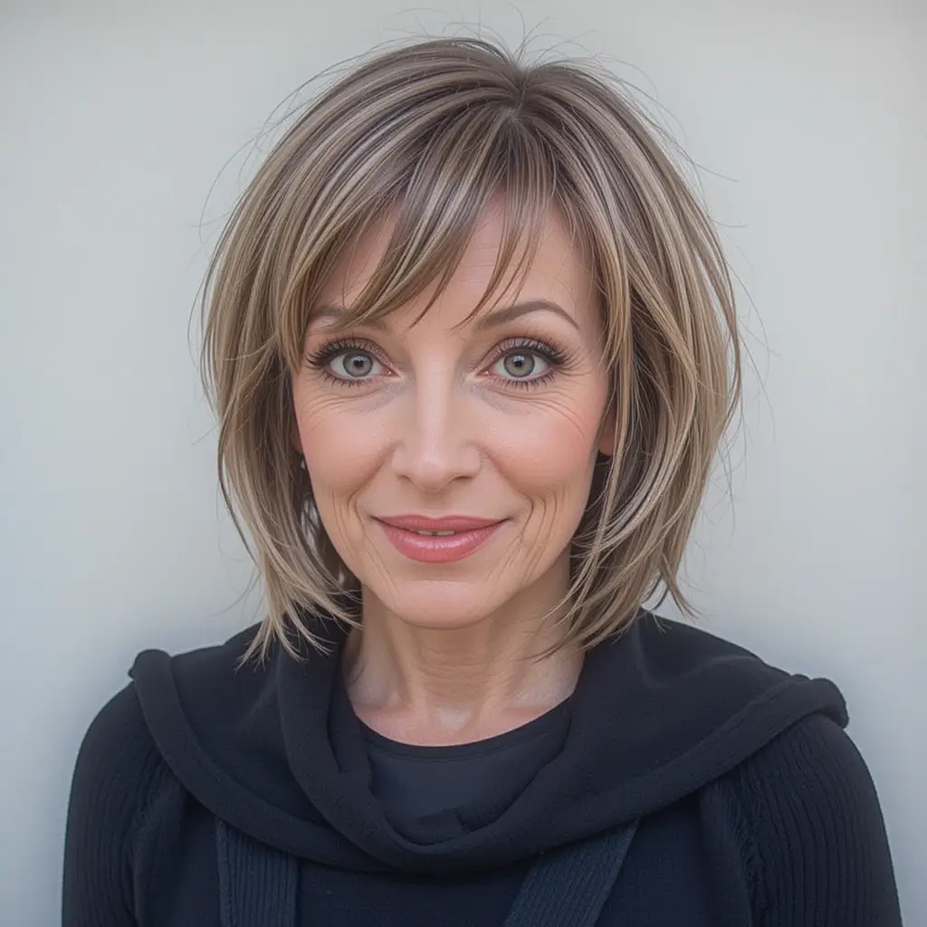 Rounded Crop with Side Bangs