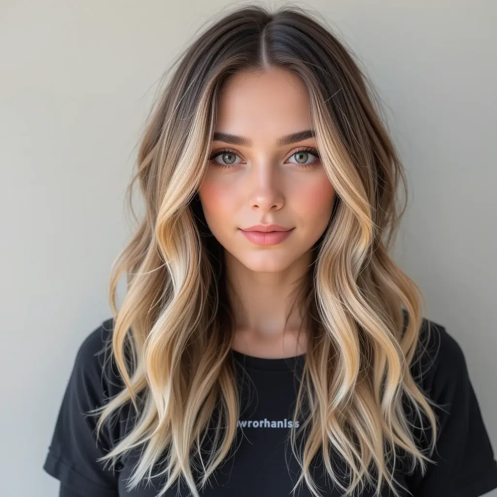 Sand Blonde Money Piece on Medium Brown Hair