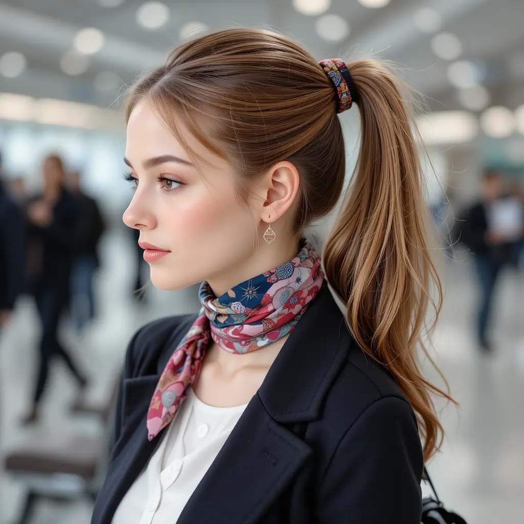 Scarf-Wrapped Ponytail