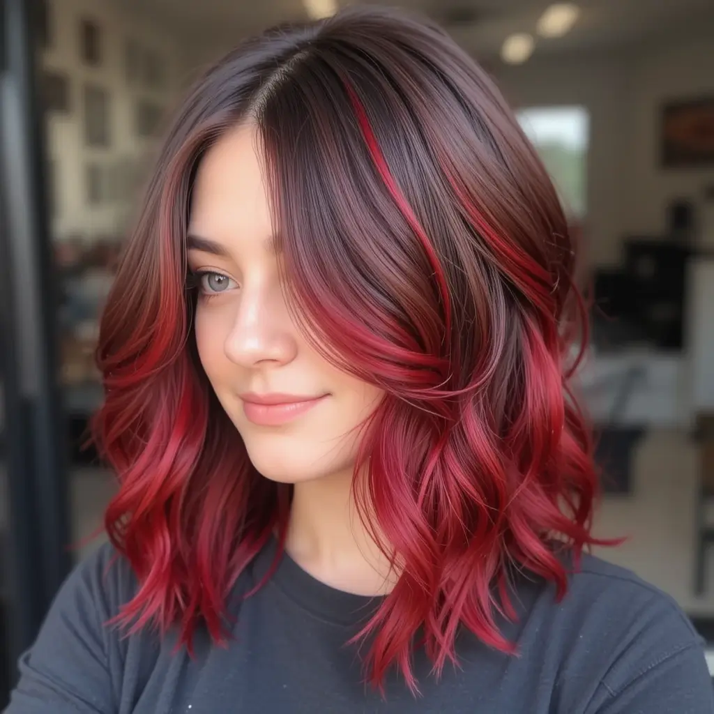 Scarlet Red Peekaboo Highlights
