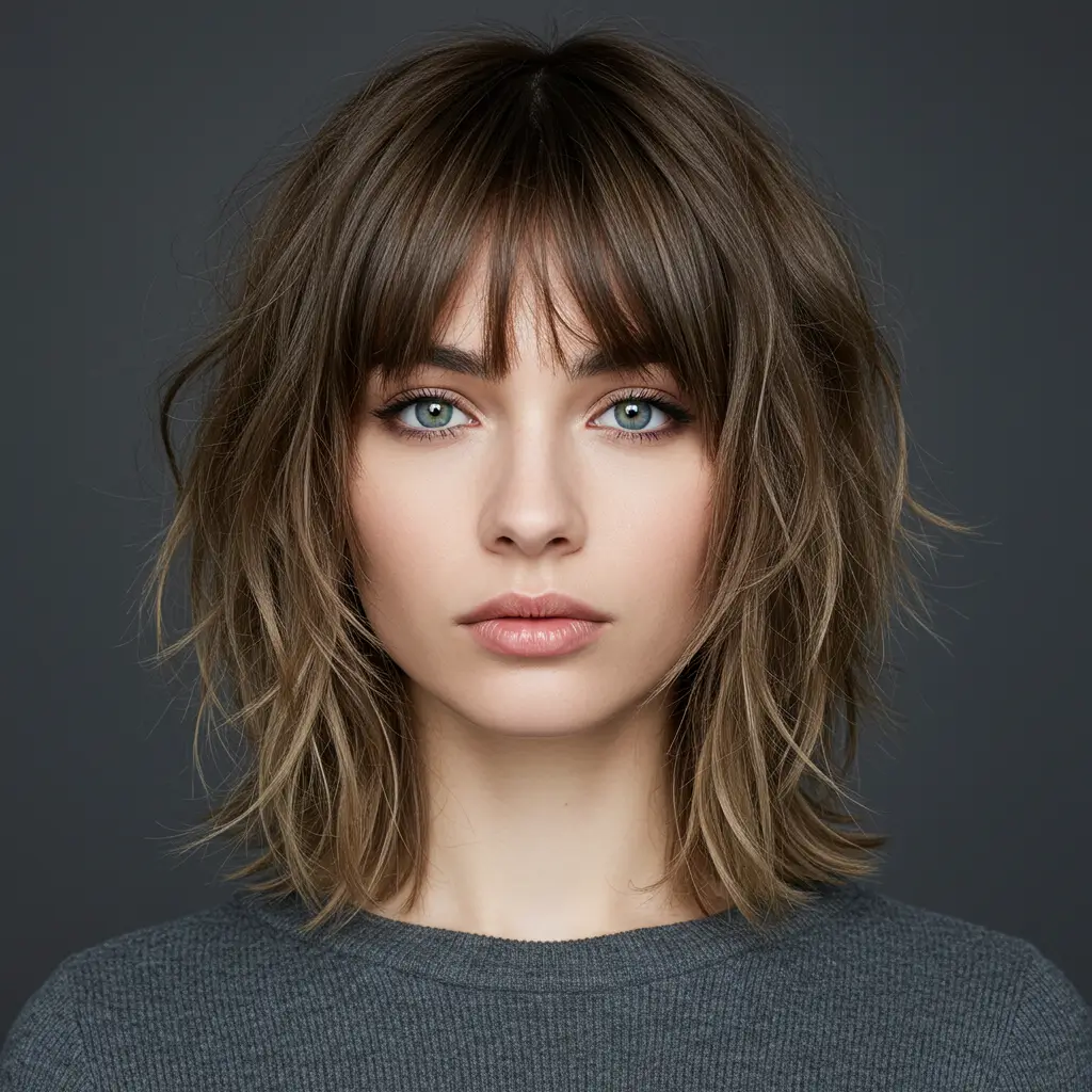 Shaggy Medium Cut with Choppy Bangs