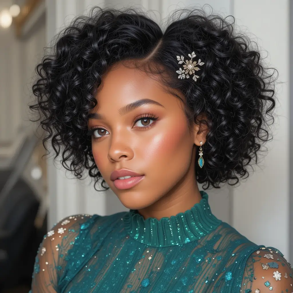 Short Afro with Defined Curls
