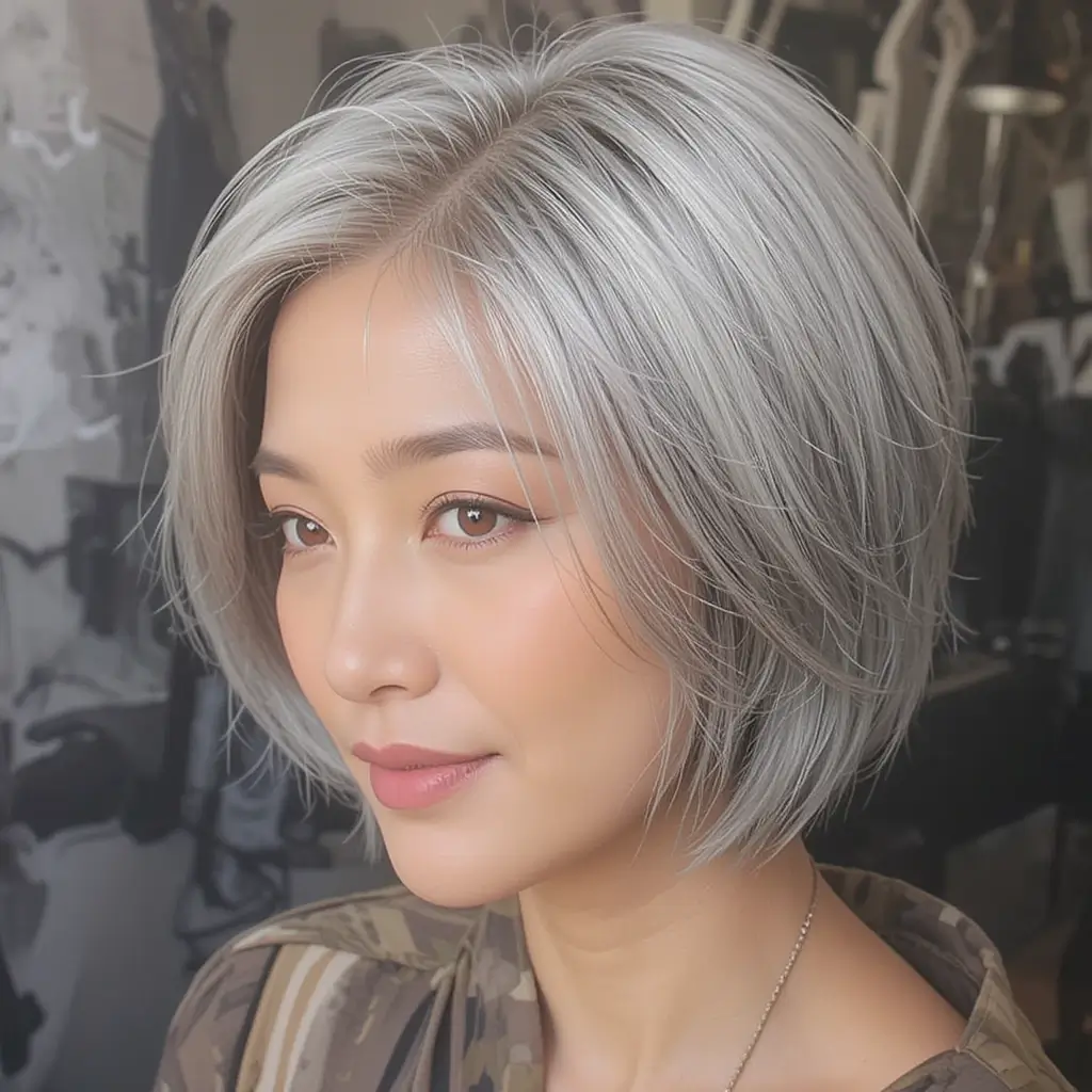 Short Bob with Natural Gray