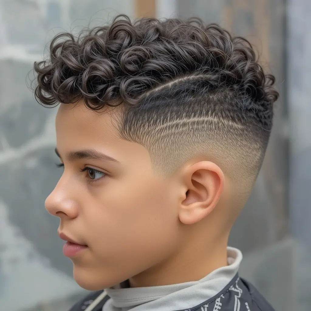 Short Curls with Temple Fade
