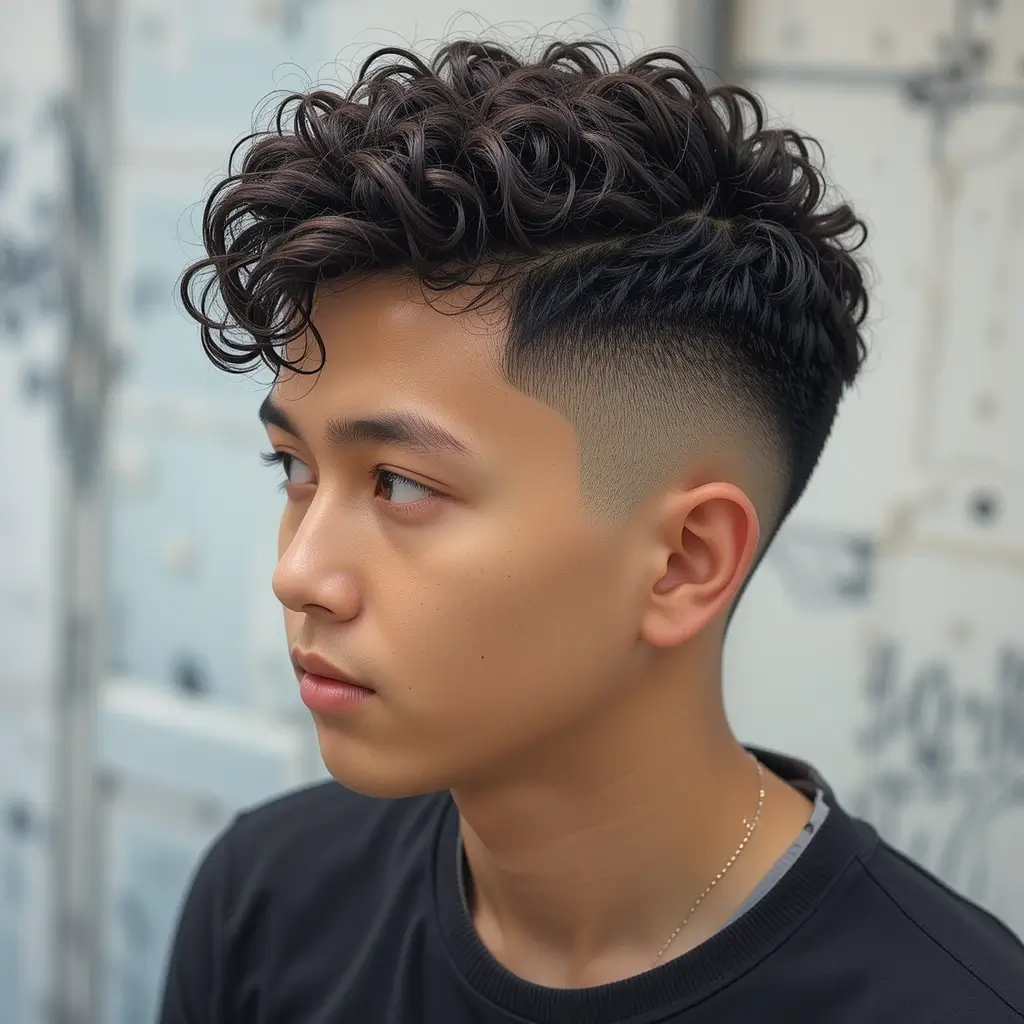 Short Curly Top with Fade