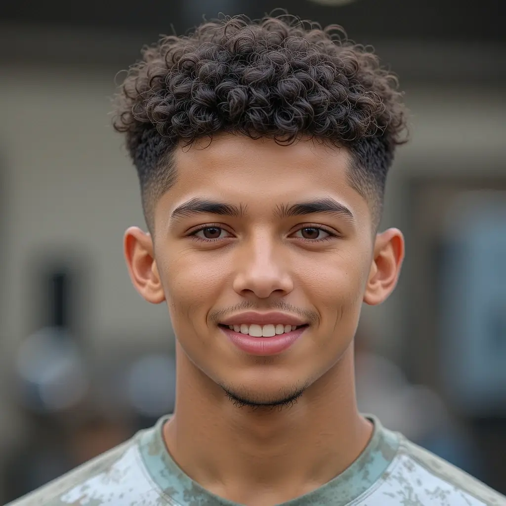 Short Curly Top with Fade