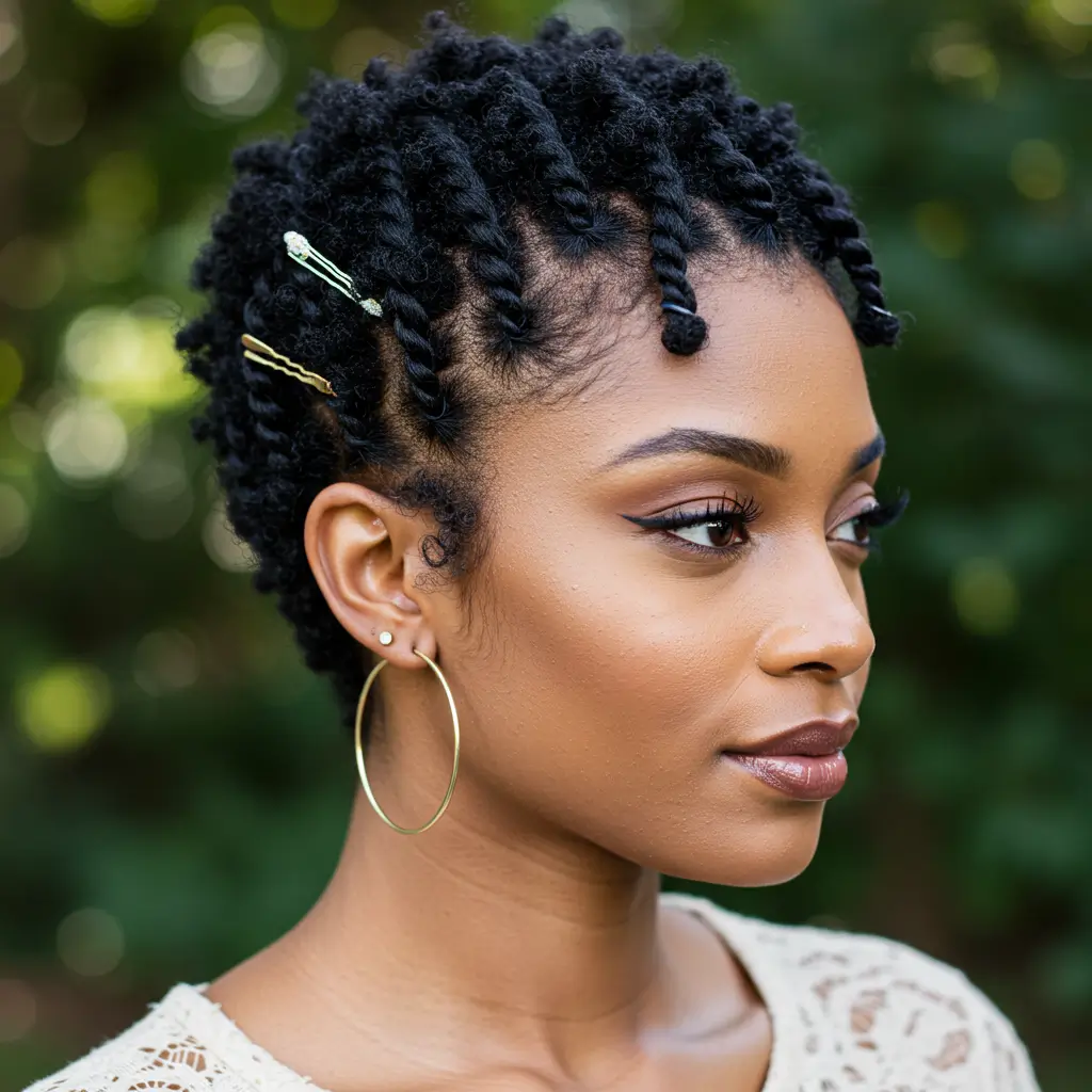 Short Hair with Twisted Front