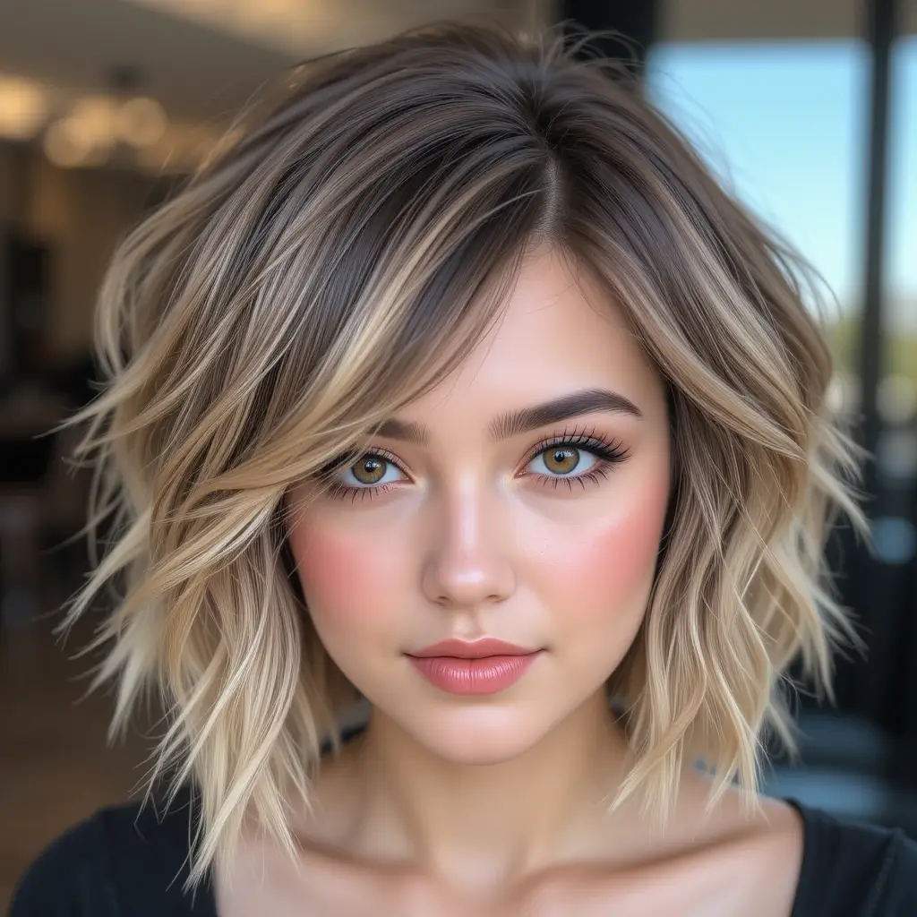 Short Layered Cut with Highlights