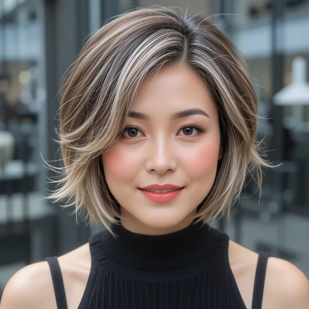 Short Layered Cut with Highlights