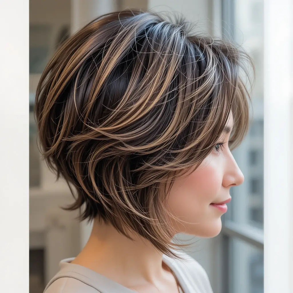 Short Layered Hair with Highlights