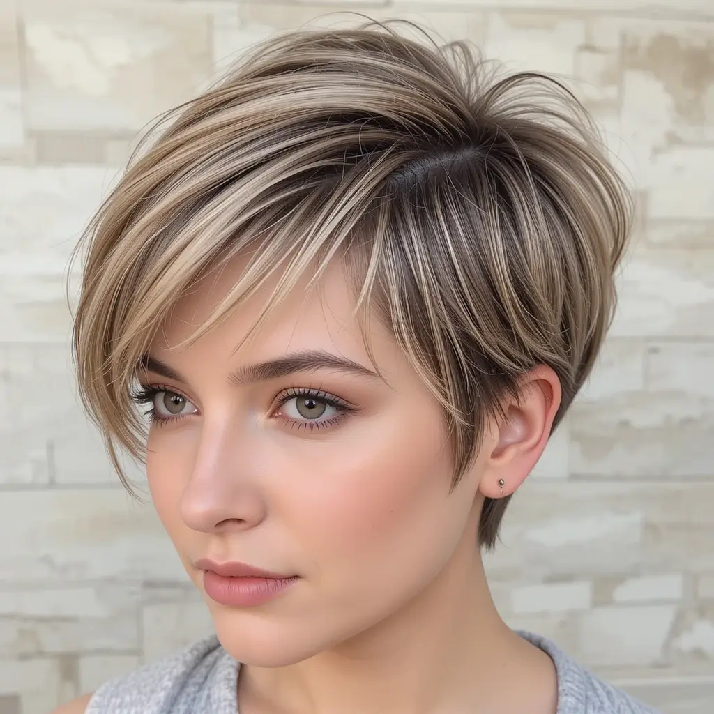 Short Layered Pixie with Highlights