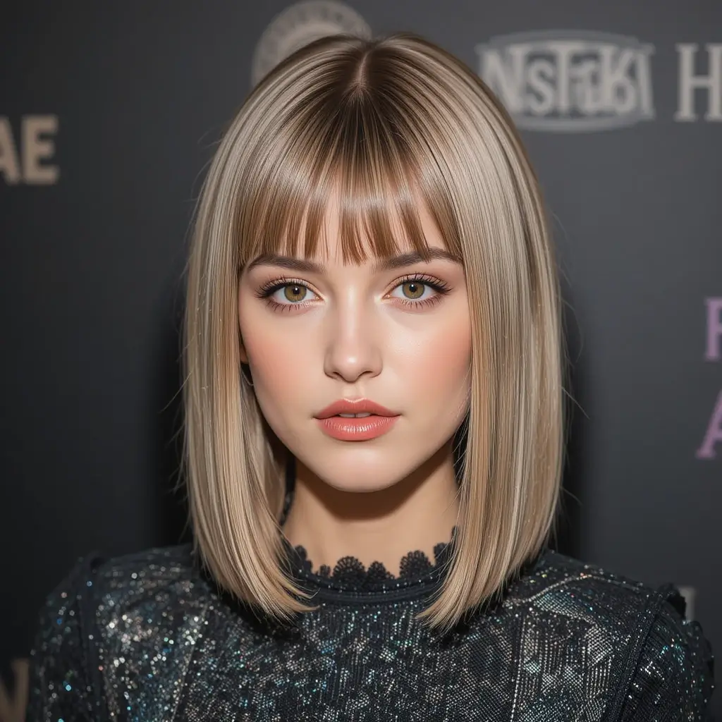Short Straight Hair with Middle Par