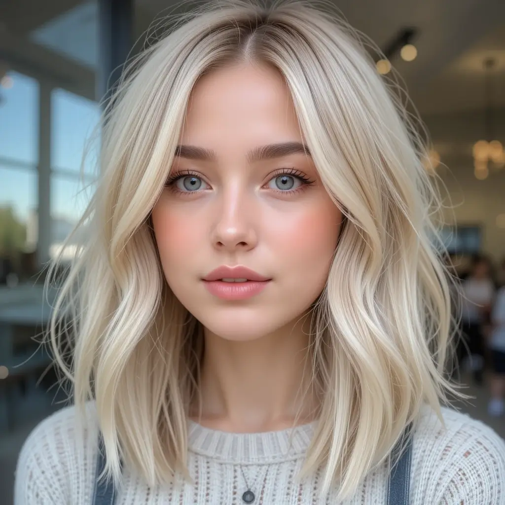 Shoulder-Length Blonde Hair with Babylights