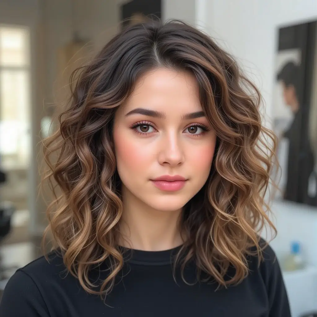 Shoulder-Length Curls with Layers