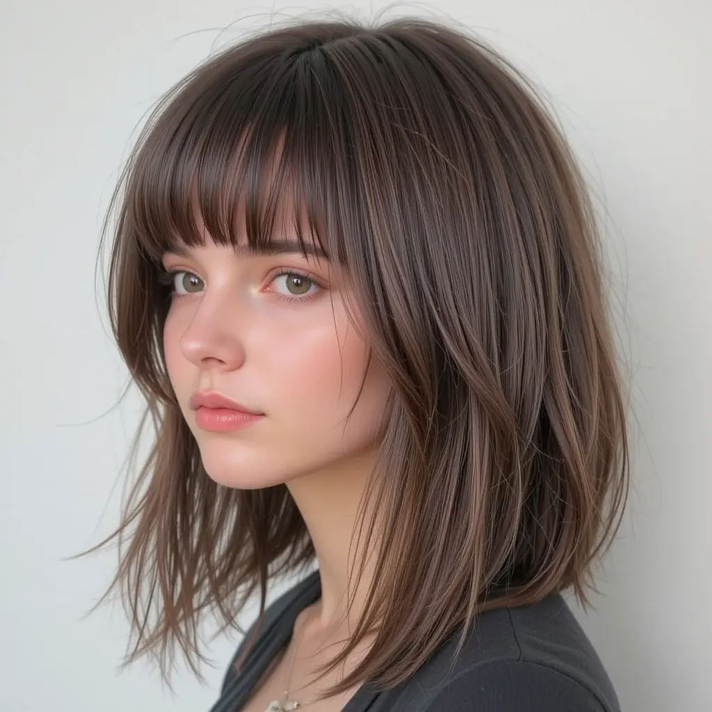 Shoulder-Length Layers with Side Bangs