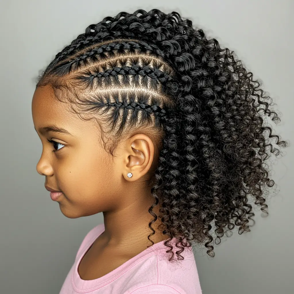 Side Cornrows with Curls