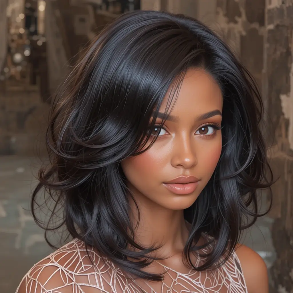 Side-Parted Blowout with Volume
