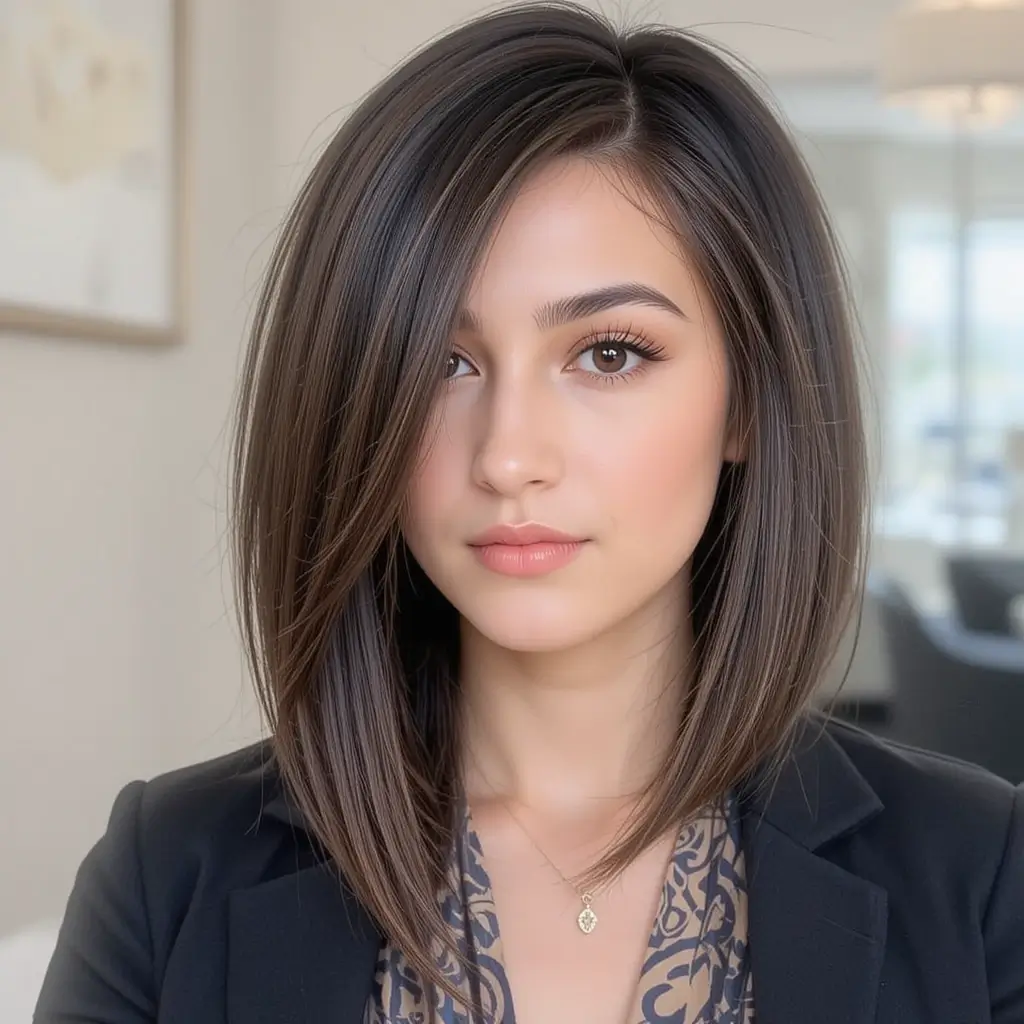 Side-Parted Sleek Lob